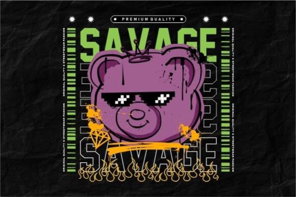 Bear Graffiti Urban Style: A Bold T-Shirt Design Asset