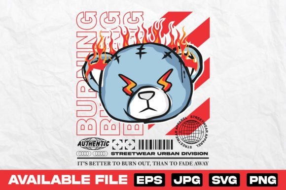 Burning Bear Doll Vintage T-Shirt: A Vector Design Asset