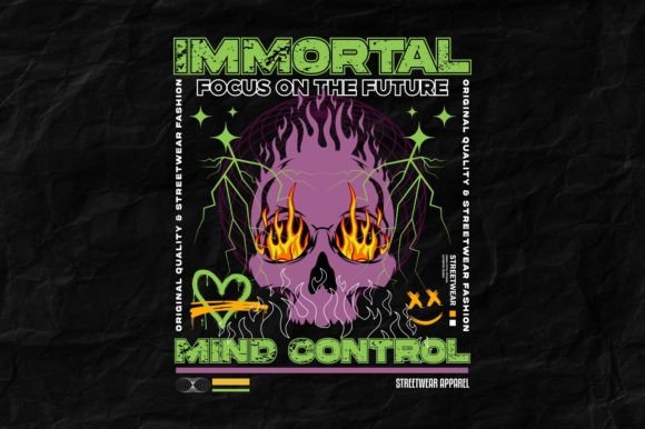 Burning Skull Urban Streetwear: A Versatile Vector Design