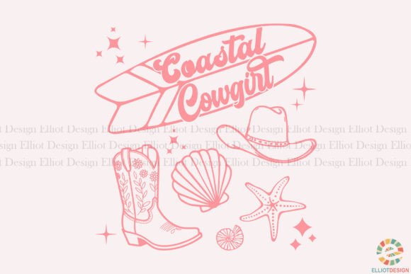 Coastal Cowgirl Sublimation PNG Design