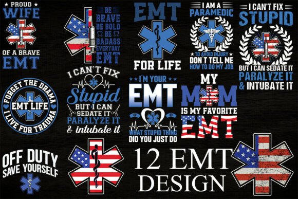 EMT T-Shirt Design Bundle: Professional EMS Paramedic Graphics