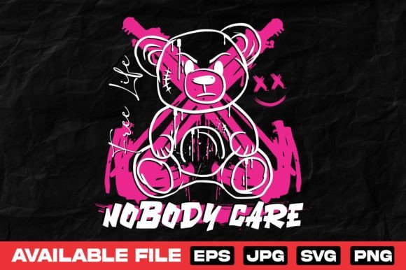 Nobody Care Bear Doll: A Vector T-Shirt Design for Streetwear