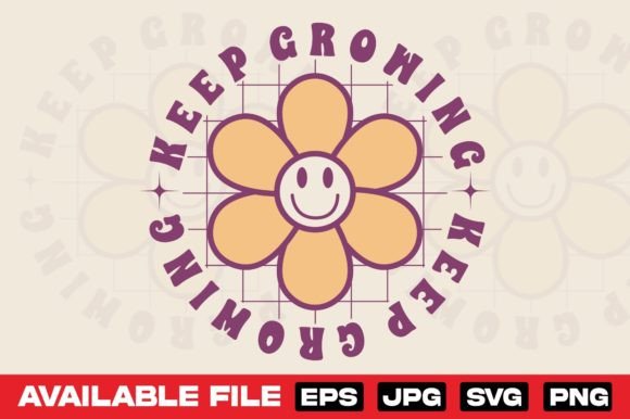 Retro Groovy Keep Growing T Shirt Design: A Creative Asset