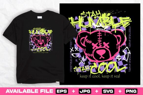 Stay Humble Bear Doll Graffiti: A Bold Streetwear Asset