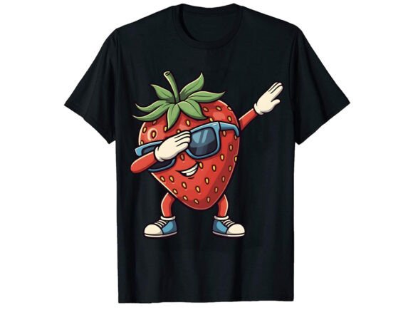 Strawberry Dabbing T-Shirt Design: A Fresh Asset for Creative Projects