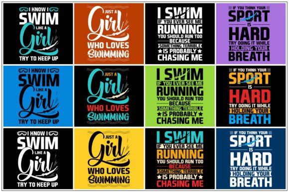 Swim T-Shirt Design Bundle: Modern Graphics for Creative Projects